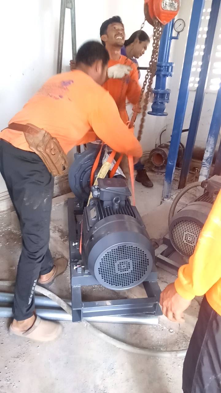 ดำเนินการติดตั้งปั้มหอยโข่ง ขนาด 25 hp